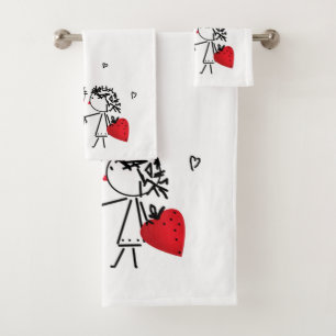 Valentine's day bath towel set