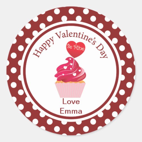 Valentines Day Be Mine Cupcake Stickers