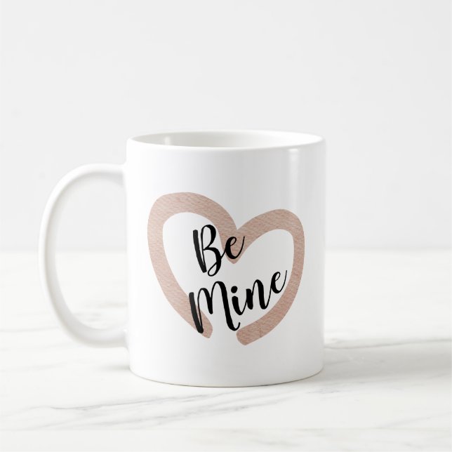 Valentine's Day Be Mine Cute Pink Heart Coffee Mug (Left)