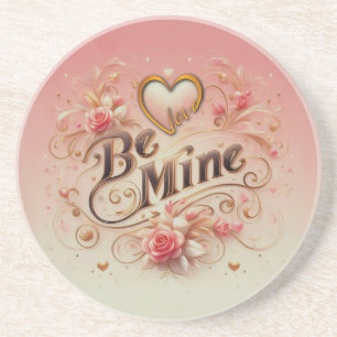 Valentine's Day Be Mine Design with Heart, Quote Coaster