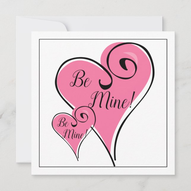 Valentine's Day Be Mine Hearts & Verse Whimsical Holiday Card (Front)