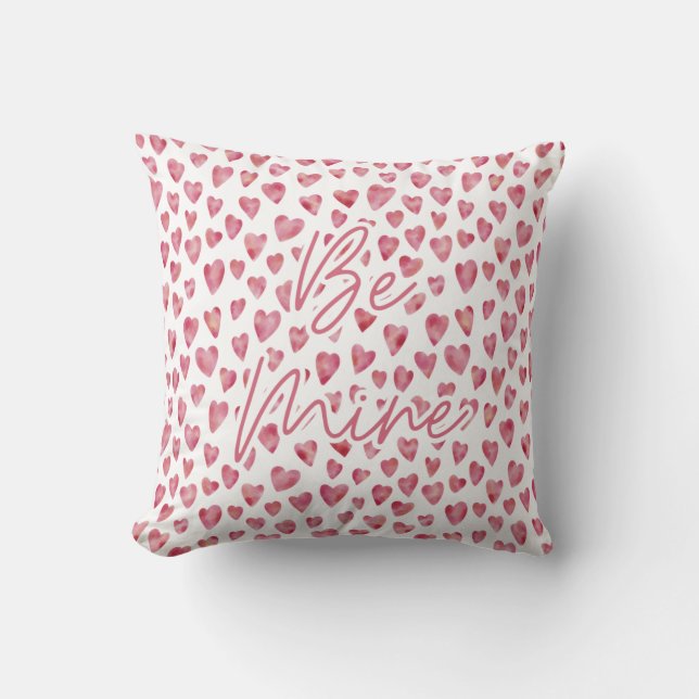 Valentines Day Be Mine Love Heart Throw Pillow (Front)