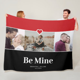 Valentines Day Be Mine Photo Collage Fleece Blanket