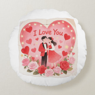 Valentine's Day be romantic and live the moment Round Pillow