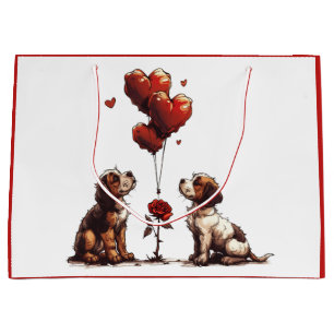Valentines Day Beagle Dogs Large Gift Bag