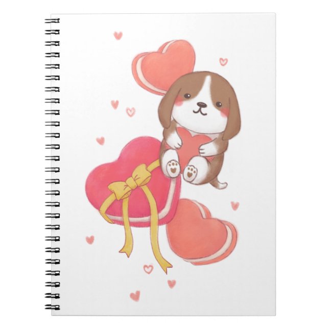 Valentine's Day: Beagle & Macarons Notebook (Front)
