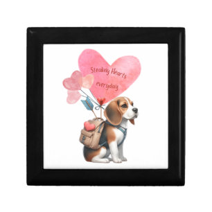 Valentine's Day Beagle Puppy Jewelry Keepsake Box