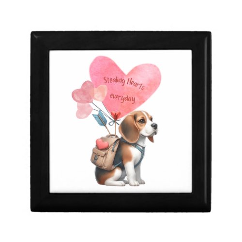 Valentines Day Beagle Puppy Jewelry Keepsake Box
