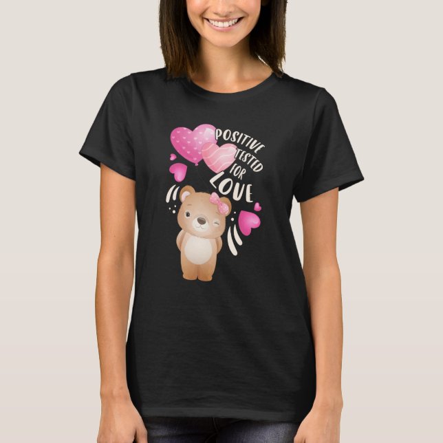 Valentine's day bear girl with hearts T-Shirt (Front)