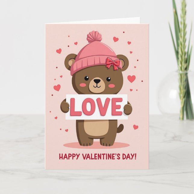 Valentines Day Bear Love Card (Front)