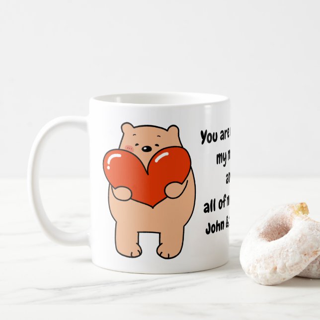 Valentine's Day Bear Love Heart Coffee Mug (With Donut)