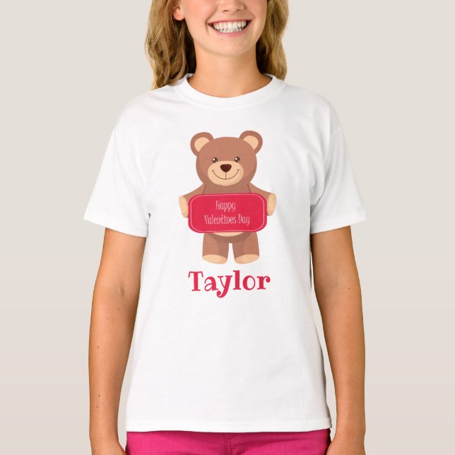 Valentine's Day Bear Personalized T-Shirt (Front)