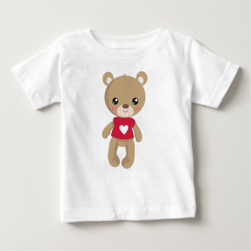 Valentines Day Bear Teddy Bear Love Hearts Baby T_Shirt