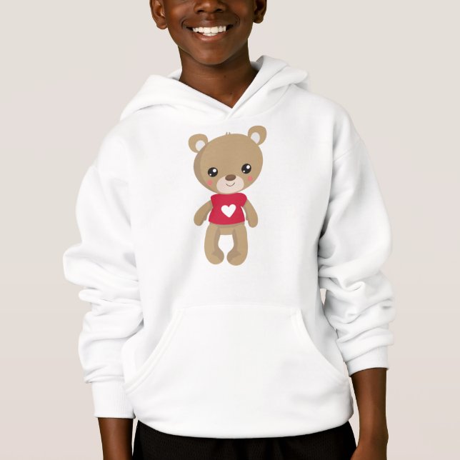 Valentine's Day Bear, Teddy Bear, Love, Hearts Hoodie (Front)