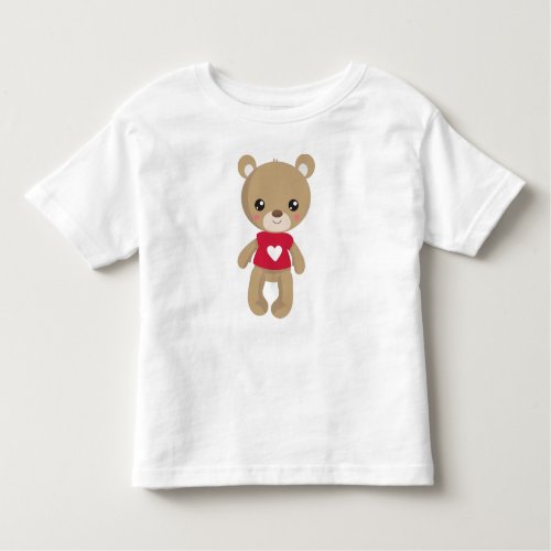 Valentines Day Bear Teddy Bear Love Hearts Toddler T_shirt