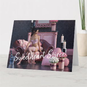 Valentine's Day Beauty in Lingerie on the Couch Card