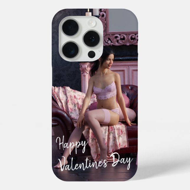 Valentine's Day Beauty in Lingerie on the Couch Case-Mate iPhone Case (Back)