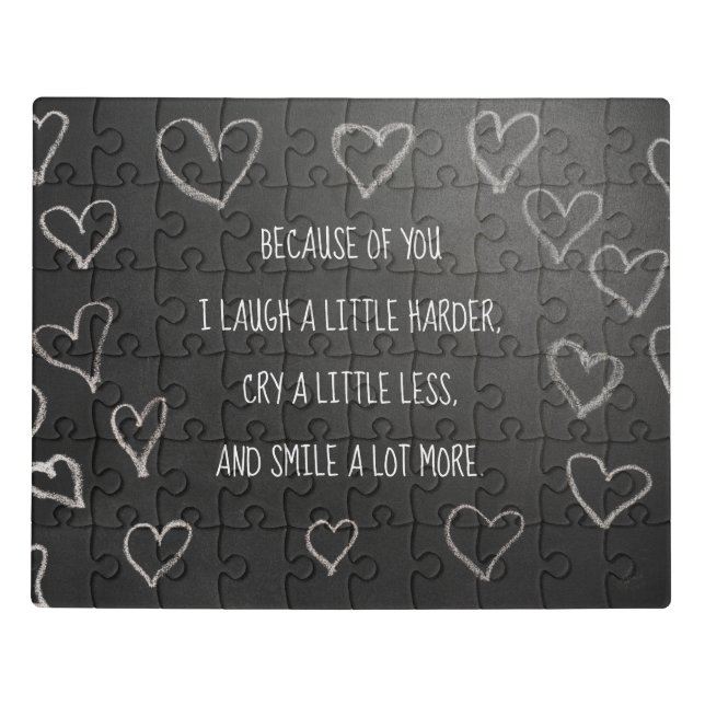 Valentine's Day because of you blackboard Jigsaw Puzzle (Puzzle Horizontal)
