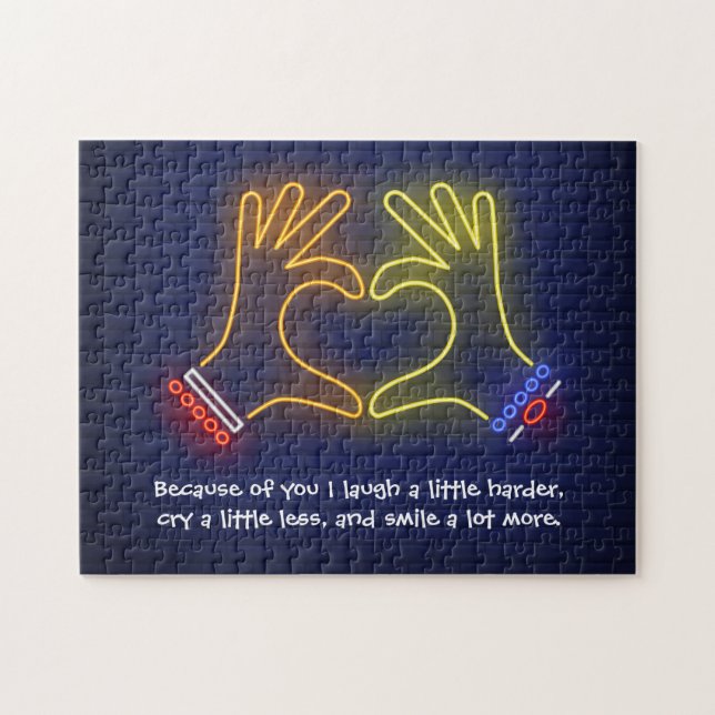 Valentine's Day because of you neon Jigsaw Puzzle (Horizontal)