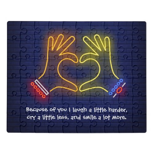 Valentines Day because of you neon Jigsaw Puzzle