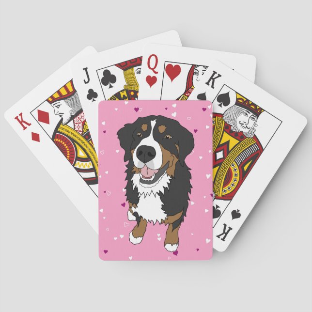 Valentines Day Bernese Mountain Dog  Poker Cards (Back)
