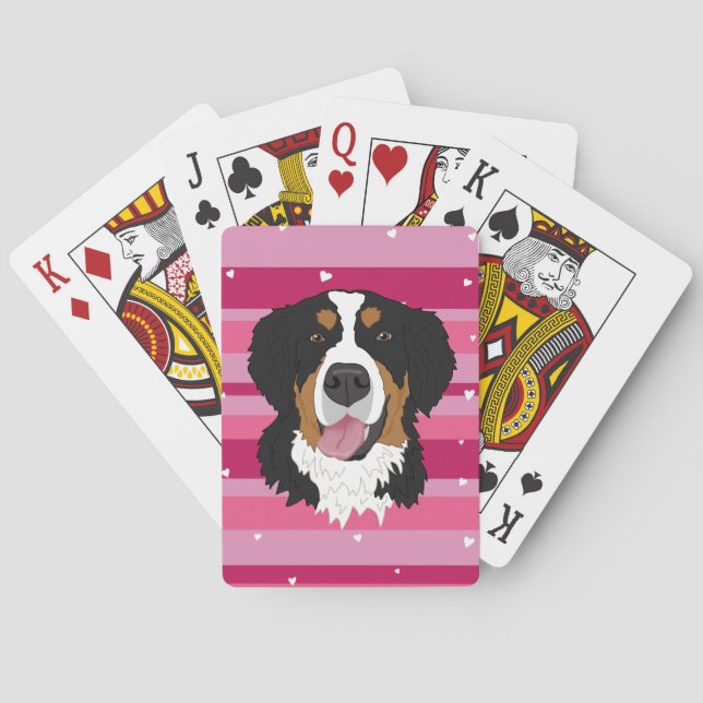 Valentines Day Bernese Mountain Dog  Poker Cards (Back)