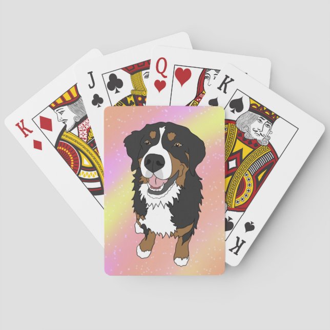Valentines Day Bernese Mountain Dog  Poker Cards (Back)