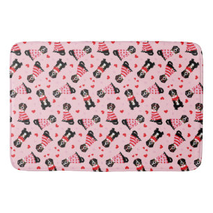 Valentines Day Bernese Mountain Dogs Bath Mat