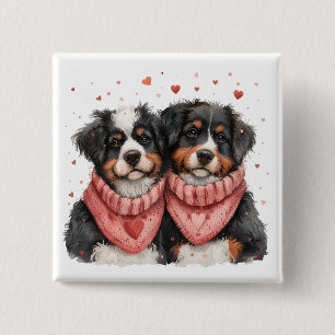Valentines Day Bernese Mountain Dogs Button