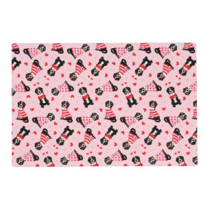 Valentines Day Bernese Mountain Dogs Placemat