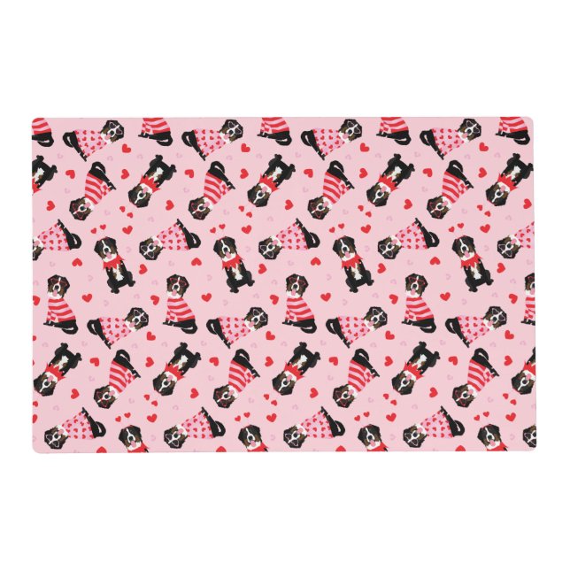 Valentines Day Bernese Mountain Dogs Placemat (Front)
