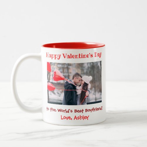Valentines Day Best Boyfriend Cute Photo Two_Tone Coffee Mug