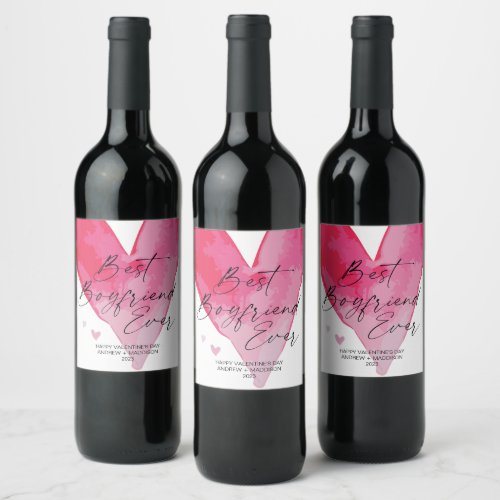 Valentines Day Best Boyfriend Ever Gift Girlfriend Wine Label