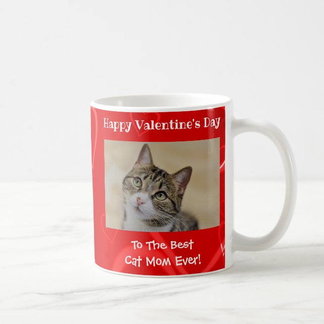 Valentines Day Best Cat Mom Ever Cute Photo Coffee Mug (Right)