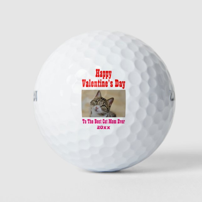 Valentines Day Best Cat Mom Ever Pet Photo Golf Balls (Front)
