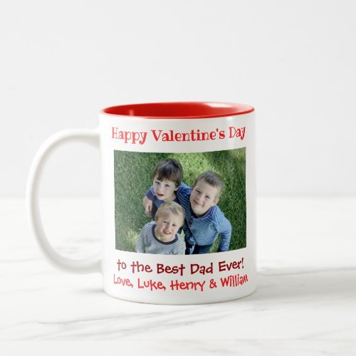 Valentines Day Best Dad Ever Cute Kids Photo Two_Tone Coffee Mug