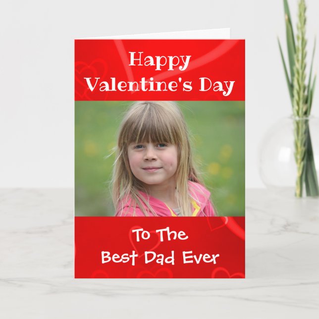 Valentines Day Best Dad Ever Kids Photo Holiday Card (Front)