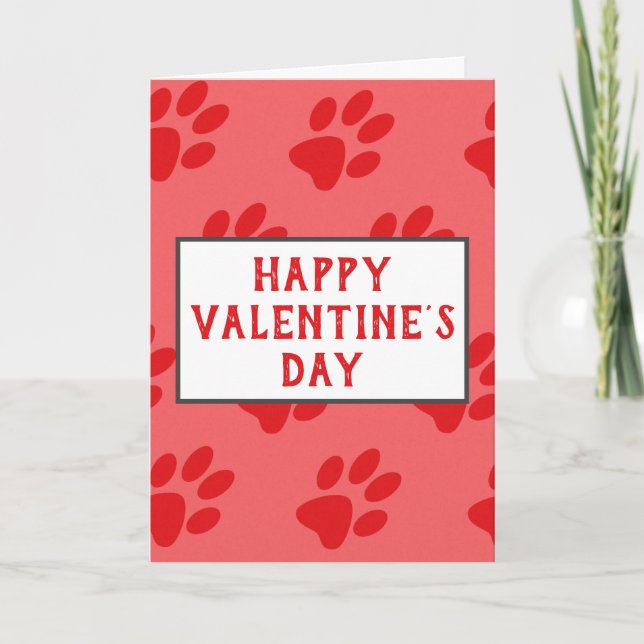 Valentines Day Best Dog Mom Ever Paw Prints Card (Front)