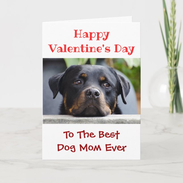 Valentines Day Best Dog Mom Ever Pet Photo Holiday Card (Front)