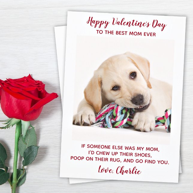 Valentines Day Best Mom Ever Custom Pet Dog Photo Holiday Card (Creator Uploaded)