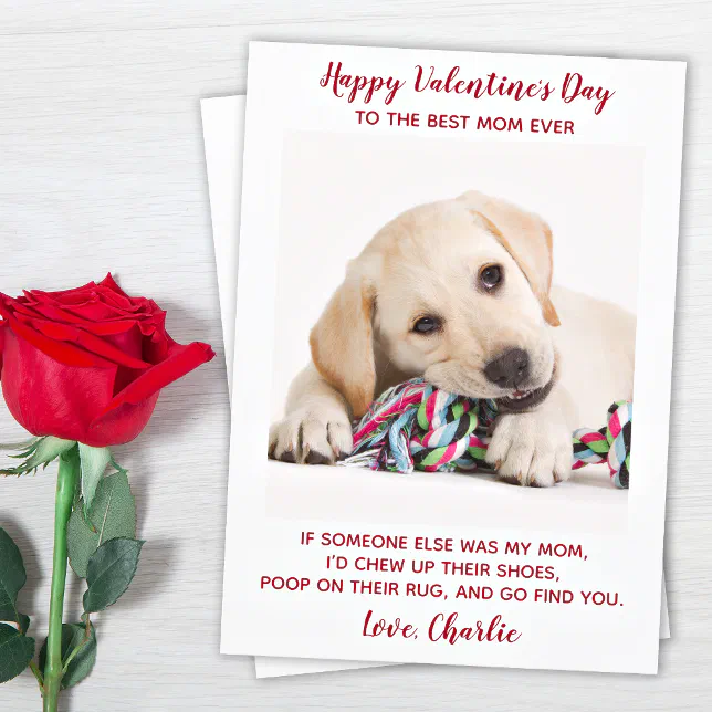 Valentines Day Best Mom Ever Custom Pet Dog Photo Holiday Card | Zazzle