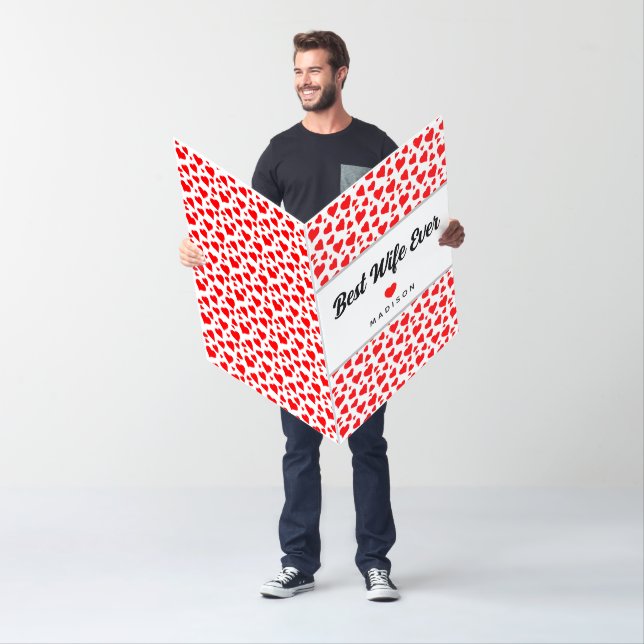 Valentines Day Best Wife Red Hearts Big Card (In Situ)