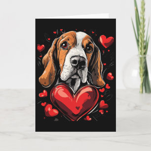 Valentine's Day Bet Hound, Hearts, Dog Card