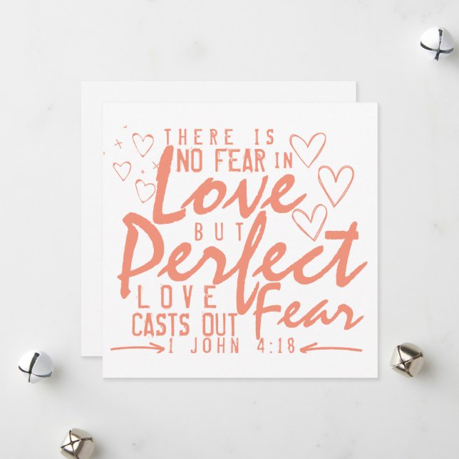 Valentines Day Bible Verse: 1 John 4:18 Holiday Card (Front/Back In Situ)