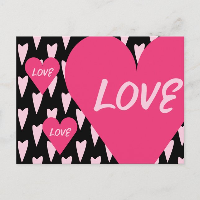 Valentines Day Big Hearts Love Pink Postcard (Front)