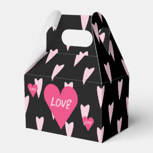 Valentines Day Big Love Hearts Pink Black Favor Boxes