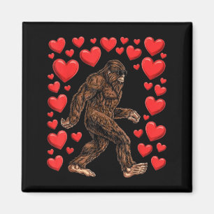 Valentines Day Bigfoot Red Hearts Funny Sasquatch Magnet