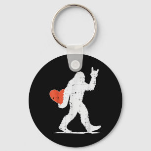 Valentines Day Bigfoot Rock Heart Sasquatch Women  Keychain