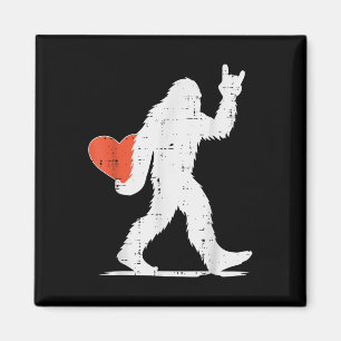 Valentines Day Bigfoot Rock Heart Sasquatch Women Magnet