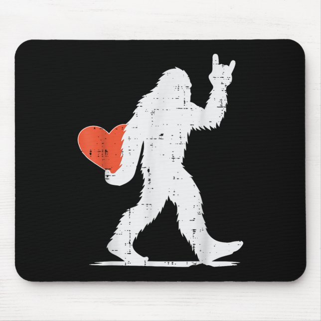 Valentines Day Bigfoot Rock Heart Sasquatch Women  Mouse Pad (Front)